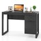 Costway Computer Desk with Storage Cabinet Pull-out Drawer Stable Thick Legs for Bedroom White/Black